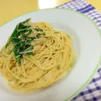 Snapdishの料理写真:エノキと水菜のパスタ|mai♡さん