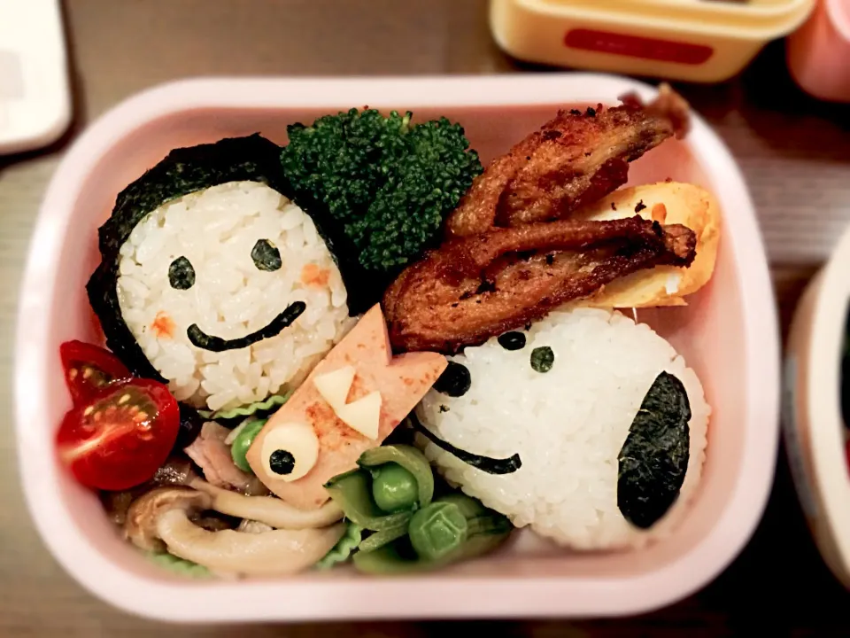 似顔絵とスヌーピー弁当|ゆりままさん