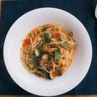 アサリとインゲンのトマトソースパスタ|ポールさん