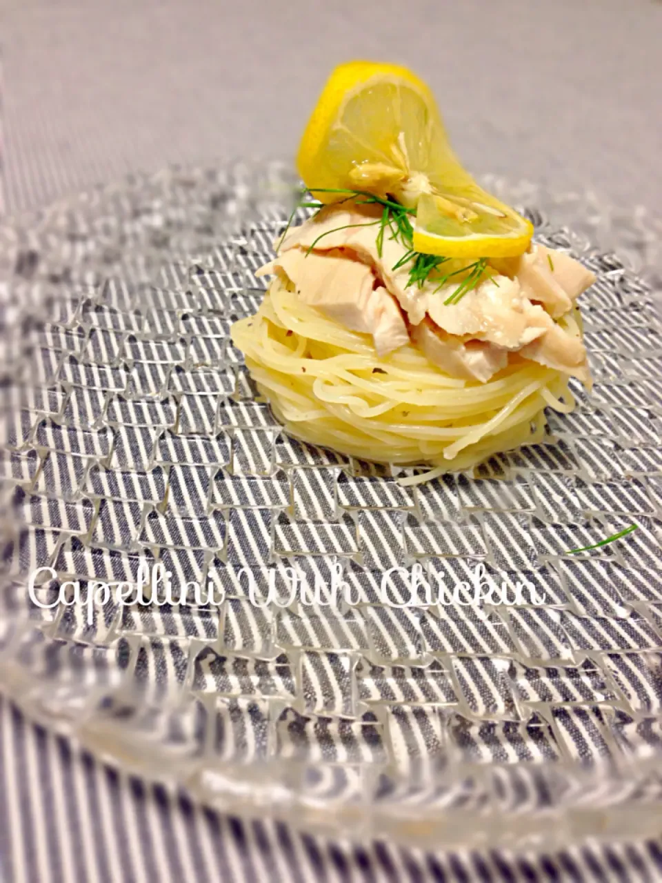 Capellini With Chickin 🍋 ササミのオイル漬けの冷製カッペリーニ|thanksanさん