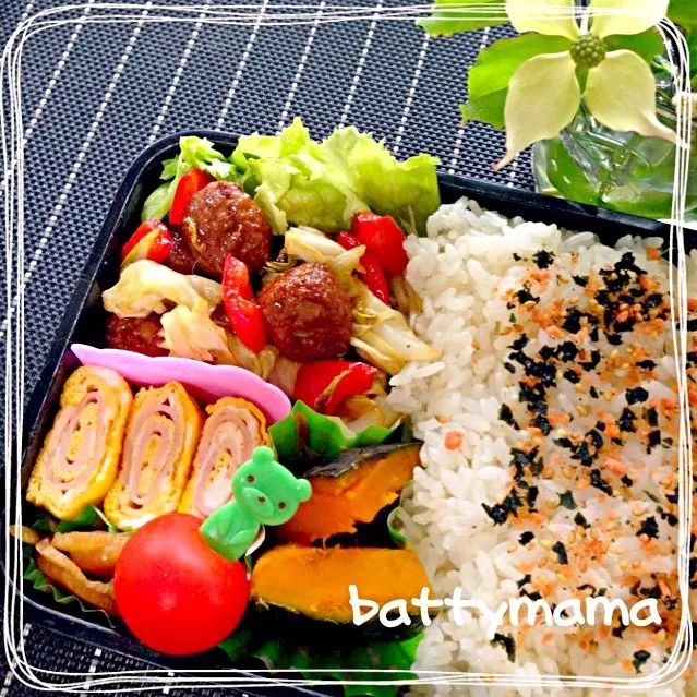 レトルトのミートボールで作る簡単ミートボールの甘酢あん弁当〜☆battymamaのしあわせになるお弁当〜☆|ばってぃーまま＠♪さん