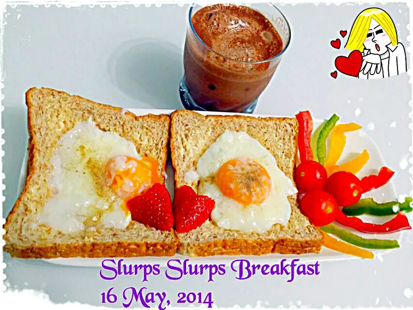 wholemeal bread with soft boiled eggs pepper 🍞🍞🍳🍳🍓🍓🍅🍅🍅😋😋😋😋😙😙😙😚😚
iced blended dark cocoa low fat milk 💋|🌷lynnlicious🌷さん