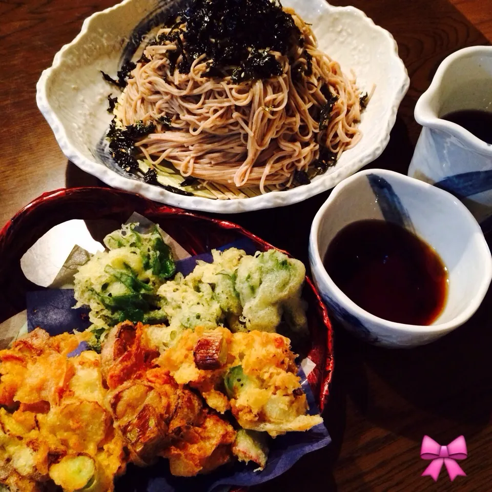 炭酸水でうどのかき揚げ…丹波黒豆そば定食|おりぃさん