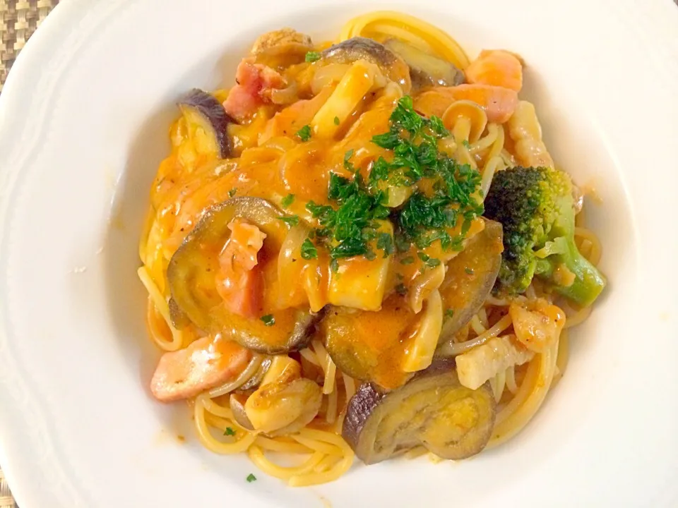 エビトマトクリームパスタ|Mamiko Nakayamaさん