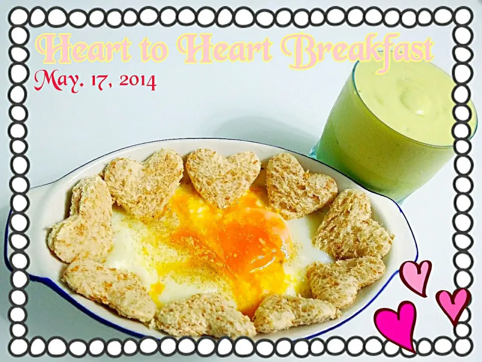 Avocado milkshake ♡ soft boiled eggs hearts bread|🌷lynnlicious🌷さん