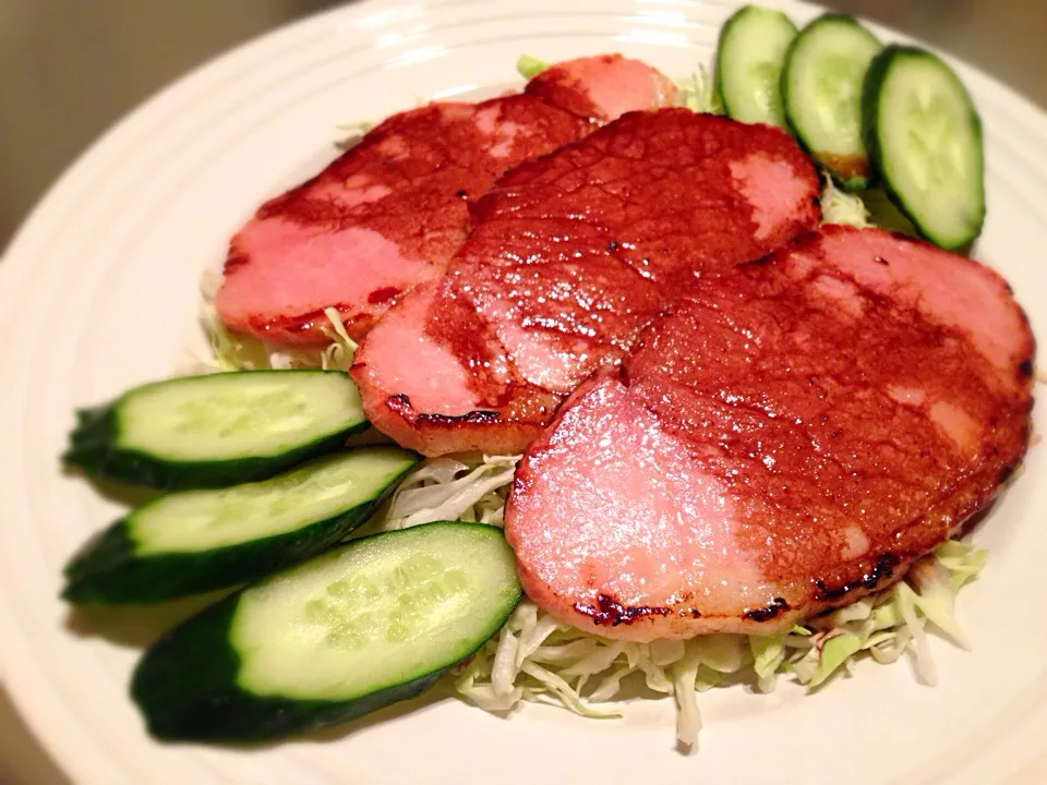 厚切りロースハム・バルサミコ酢ソースかけ？|マーガリンさん