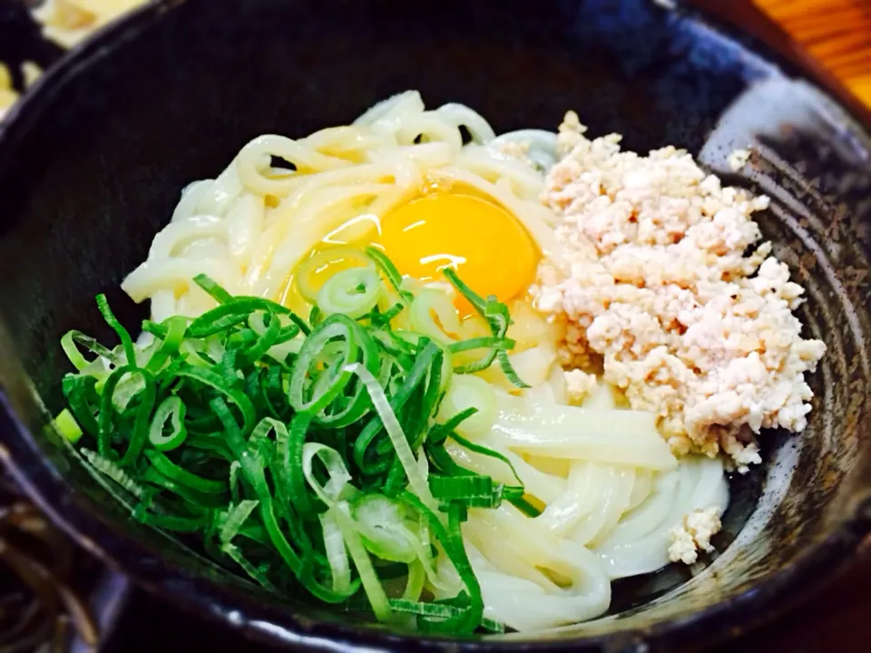 Snapdishの料理写真:釜玉鶏うどん|Ａｋａｒｉ♡さん