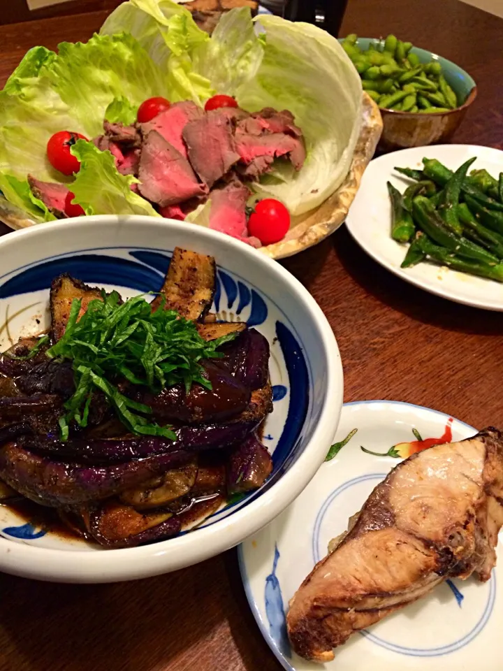 Snapdishの料理写真:リピ！虎キチさんの焼きナス 他、いろいろ晩ご飯|ありさん