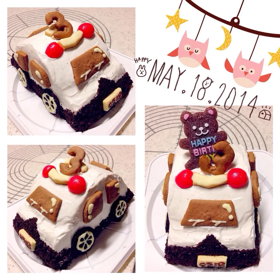 今日は息子の誕生日なのでパトカーケーキ作りました(´ ω。 `)|ふくろう女子さん