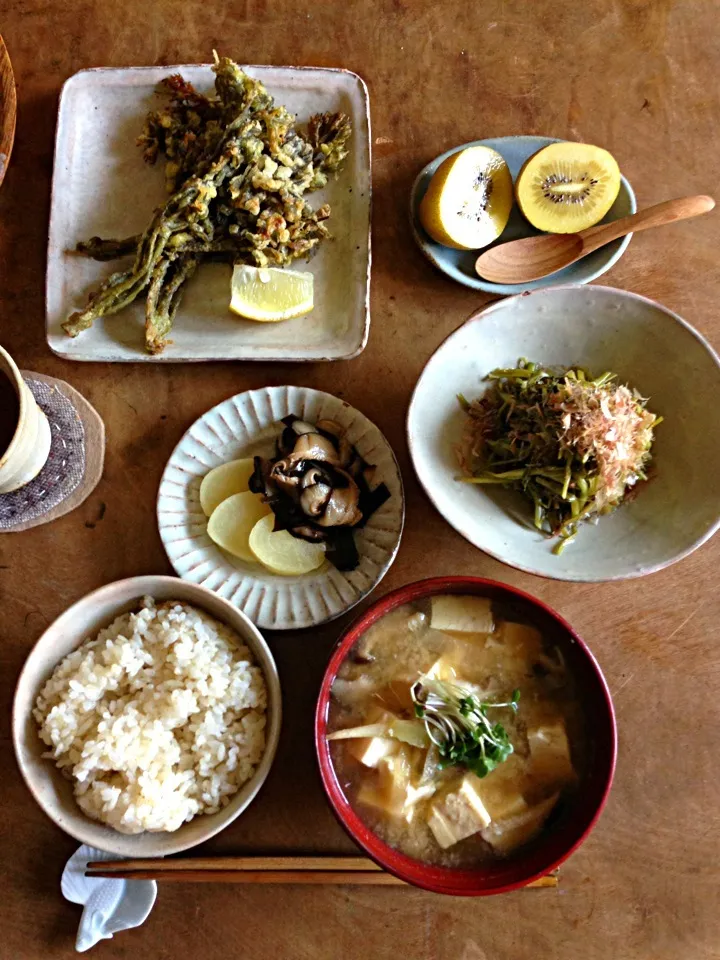 Snapdishの料理写真:たらの芽の天ぷら定食|ツルさん