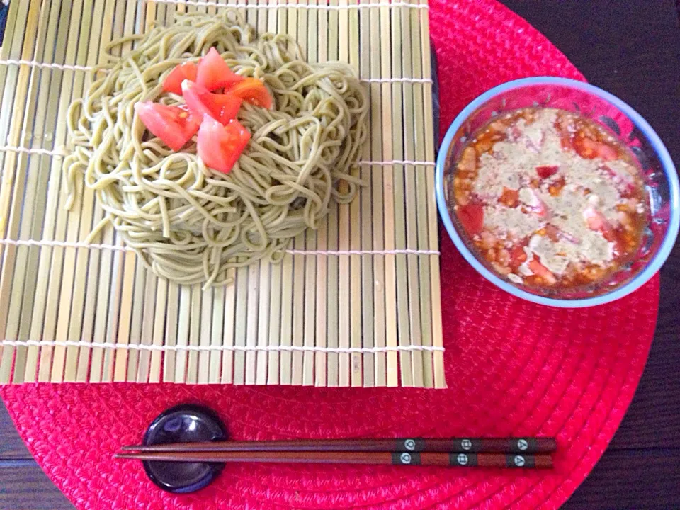 Snapdishの料理写真:茶そば イタリアンつけだれ|あつしさん