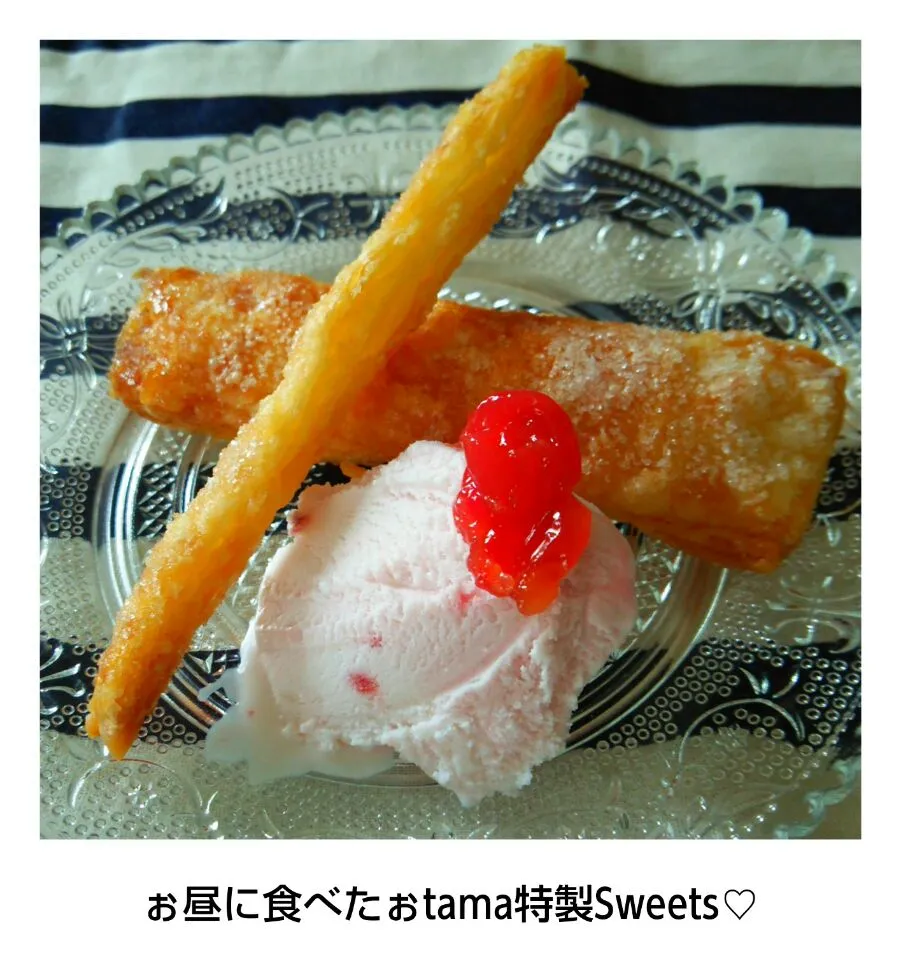 Snapdishの料理写真:ぉtama特製sweets♡アイスは市販品(笑)|♡tama♡さん