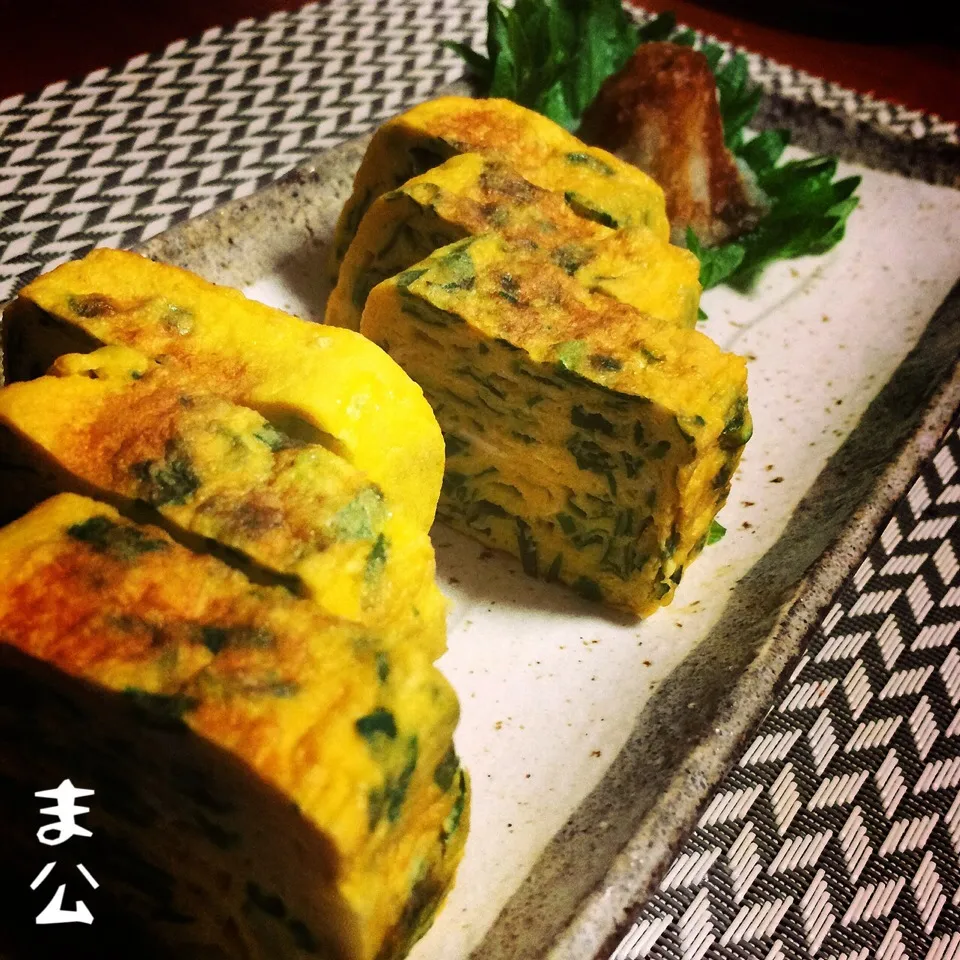 分葱の出し巻き卵 Japanese roll-omelet with reek|まる(丸大豆)さん