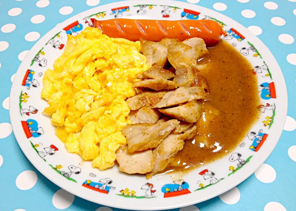 Scrambled Egg & Fried Pork with pork liver sauce|Liezlさん