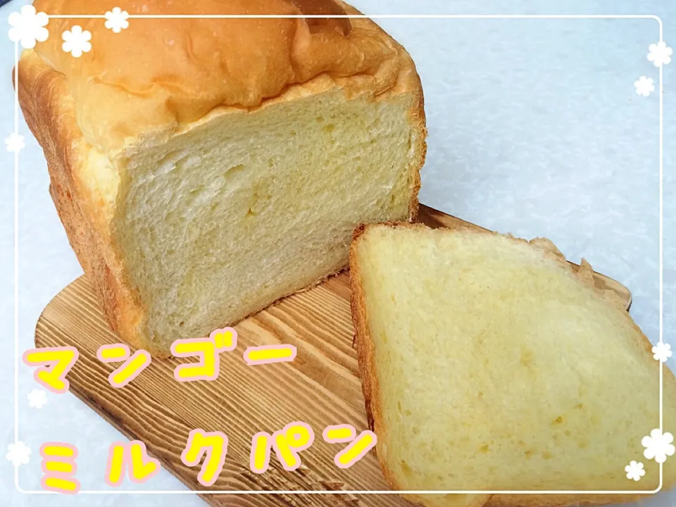 Snapdishの料理写真:くららさんの料理 HBで究極ふわふわマンゴーミルク食パン☆焼き上がり〜|みきぴょん♪さん