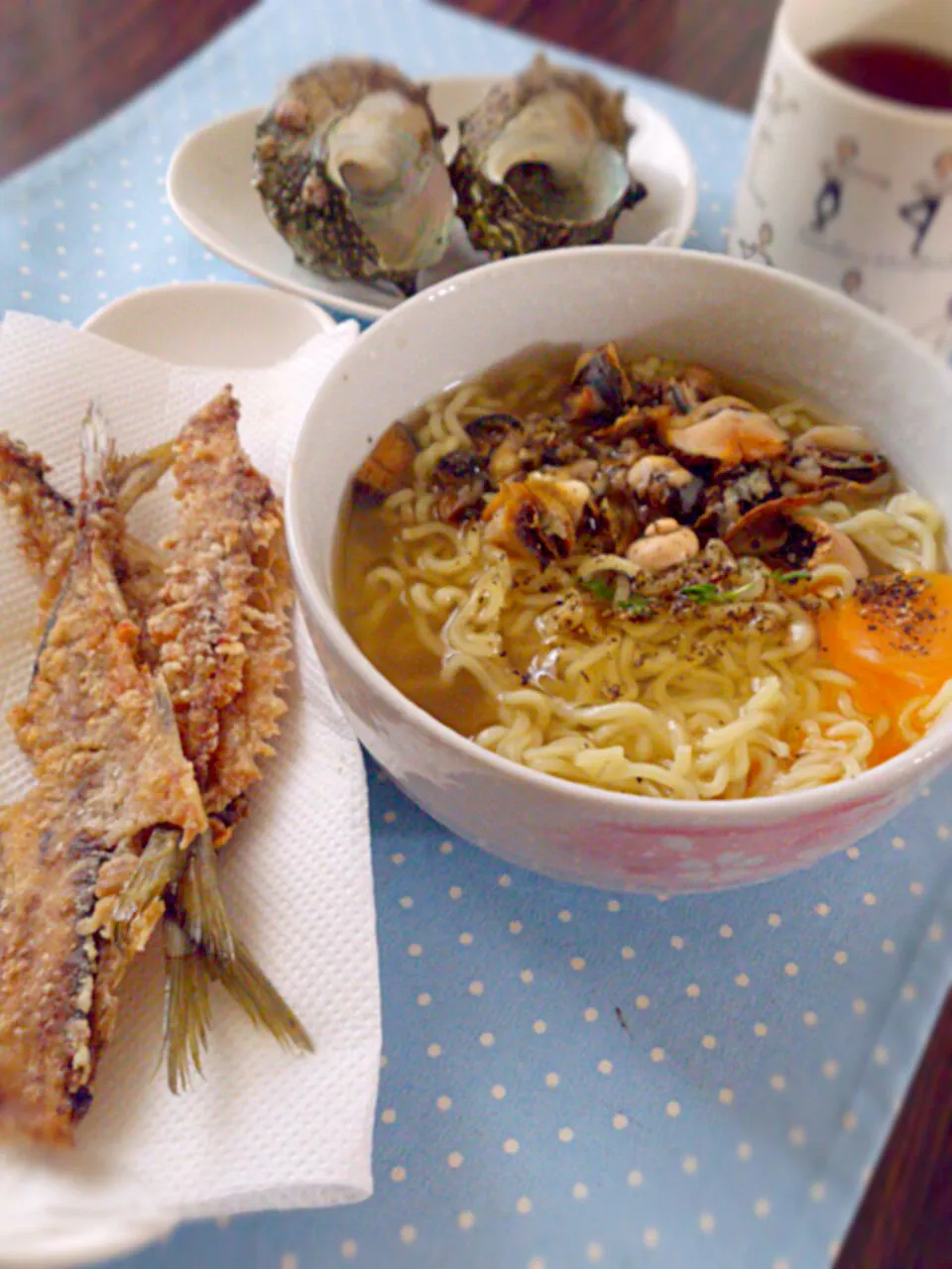 サザエラーメン＆鯵の骨せんべい|ゆきさん