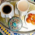 Morocan breakfast! The plate and cups are so cute!