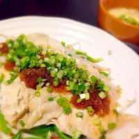 蒸し鶏胸肉の玉ねぎソースがけ|ちびっこさん