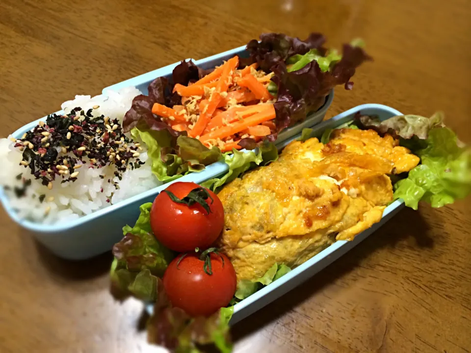 海苔きゃべつオムレツ×鯖にんじんサラダのお弁当|もっつぁさん