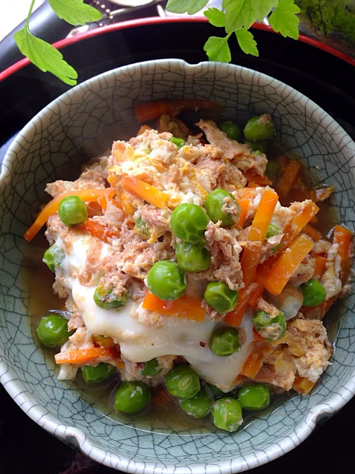 グリーンピースとツナ缶の玉子とじ♪|ちーちさん