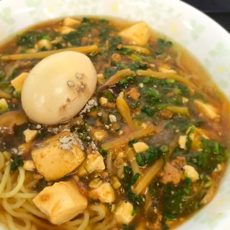 麻婆麺〜！煮玉子付き…＼(^o^)／|たかたかさん