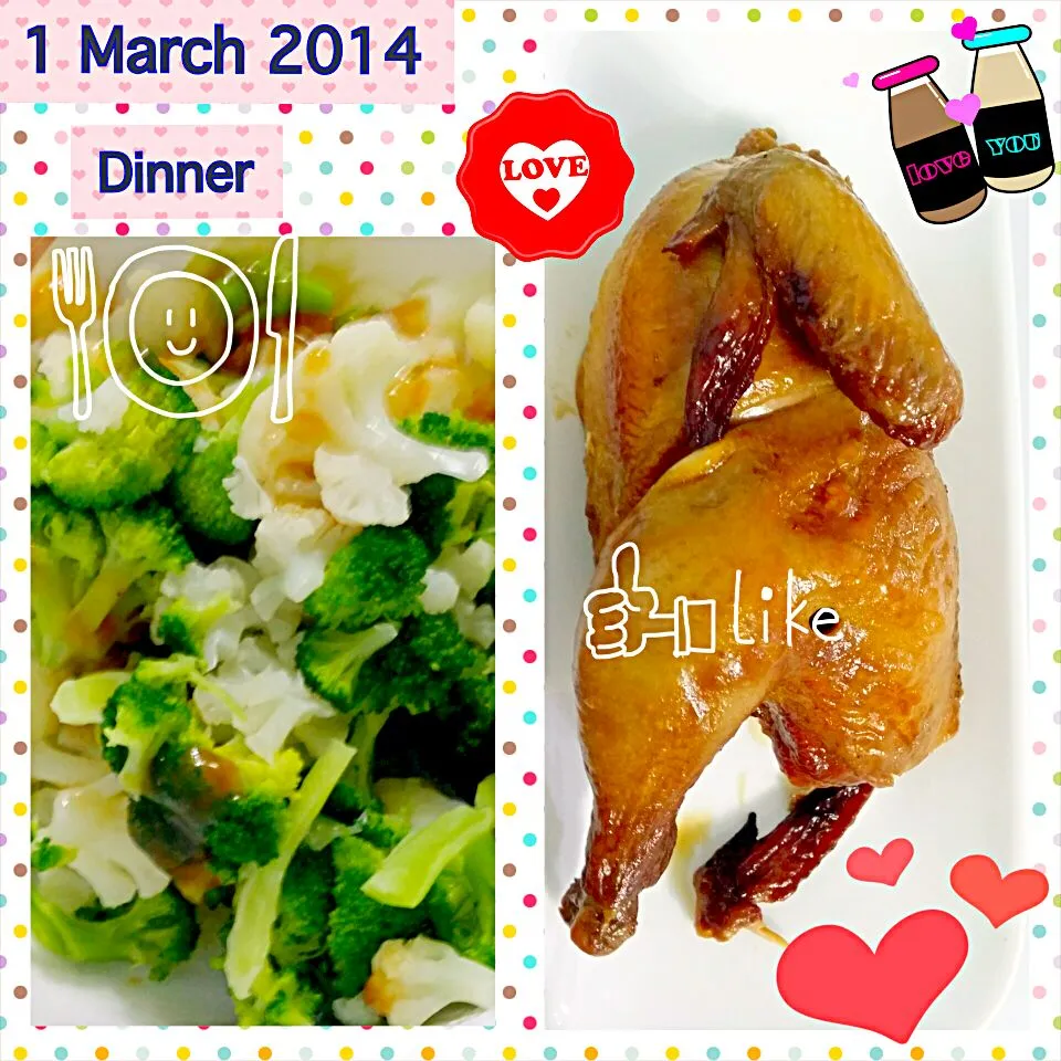 Honey  BBQ Spring Chicken + boiled veggies💖|🌷lynnlicious🌷さん