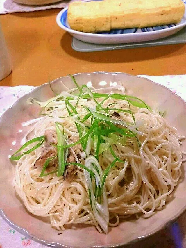 Snapdishの料理写真:サバ缶でそうめんチャンプルー|iwachakiさん