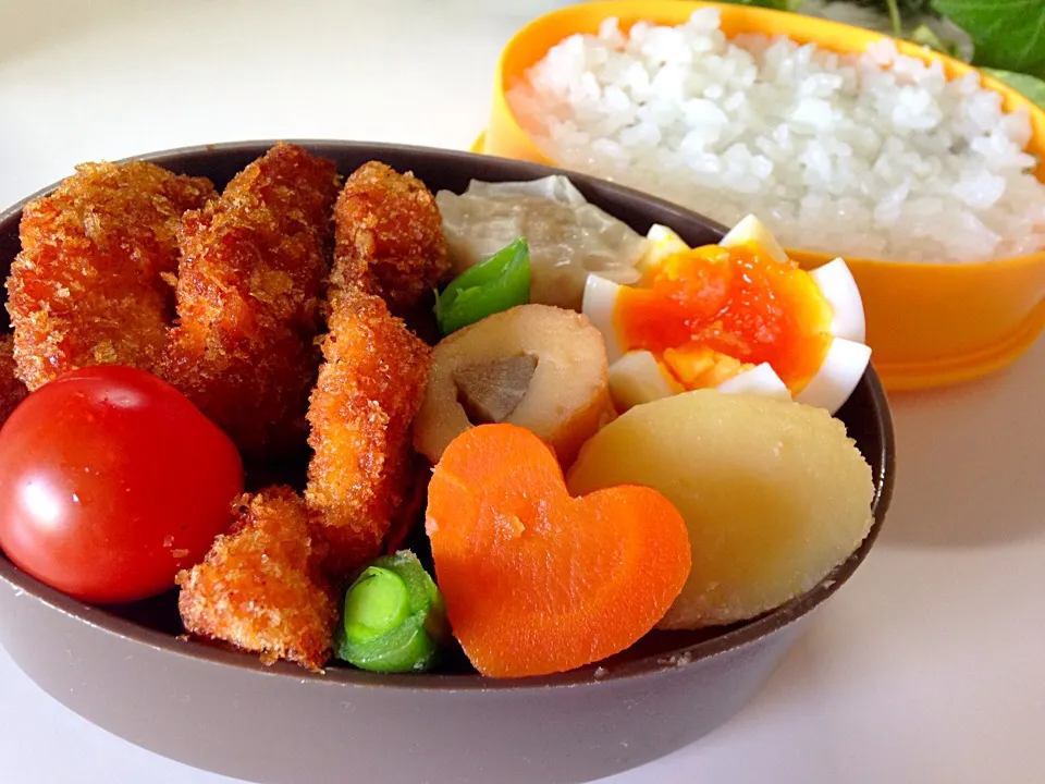 お弁当 煮物 チキンカツ ゆで卵|あやのさん