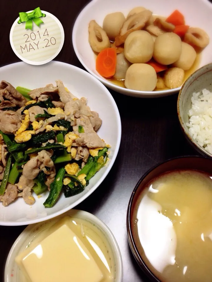 里芋煮物☆かき菜と豚肉炒め☆玉子豆腐|Mikaさん