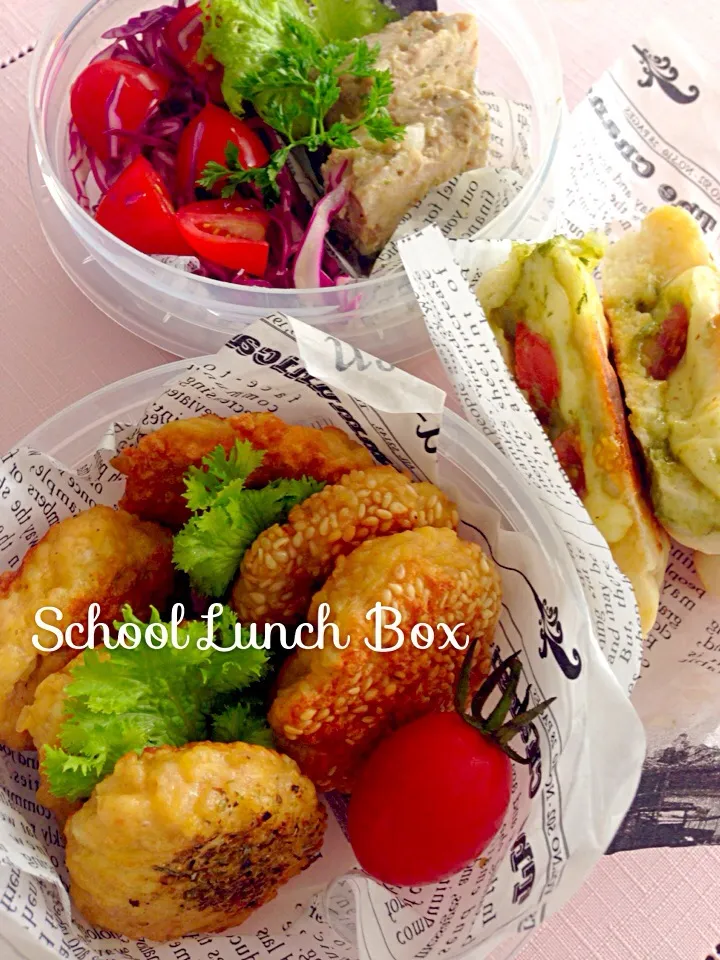 鶏肉のローズマリーハンバーグ🌿 2014/05/21 中学生女子のお弁当 🌞 School Lunch Box|thanksanさん