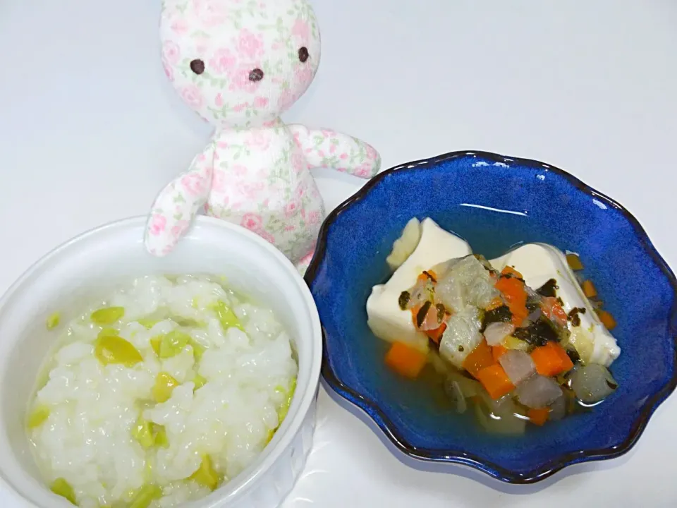 《離乳食*中期》そら豆ごはん、豆腐と煮込み野菜スープ|Michiko  Arakiさん