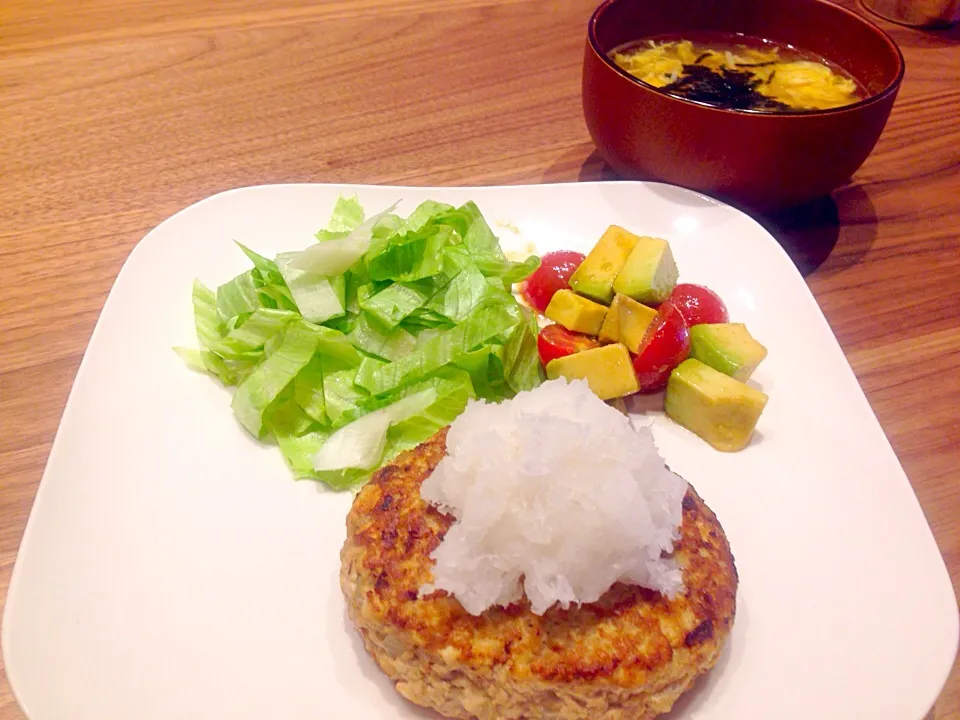 おろし豆腐ハンバーグとえのきのかきたまスープ|あやかさん