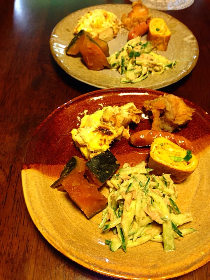 朝ごはんおかず盛り盛りプレートo(´○`)o ｱｧｰｰｰﾝ♪|さくたえさん