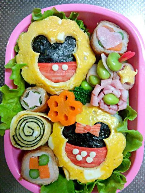 ☆娘っ子♡親子遠足弁当☆ミッキーミニー|kitchentomokoさん