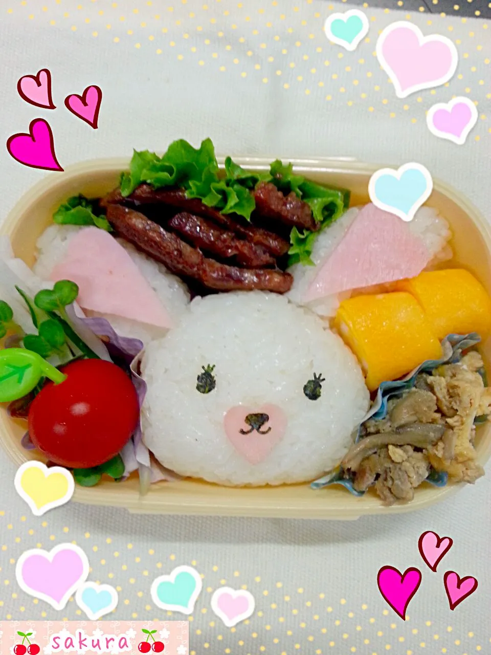 Snapdishの料理写真:幻のうさぎのモフィちゃんのお弁当(;∀;)|桜里さん