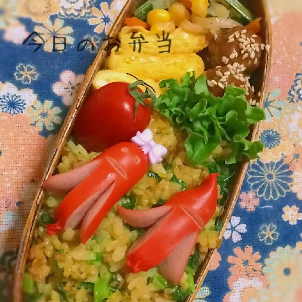 ソー星人と小松菜カレーチャーハン🍱|ベリーさん