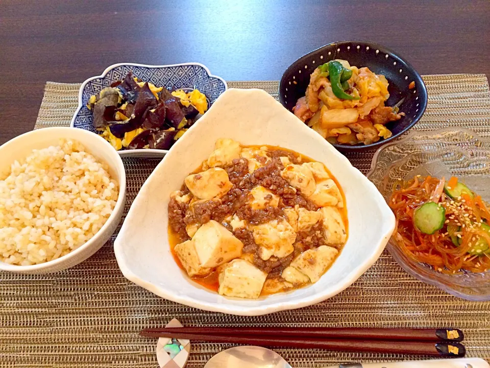 麻婆豆腐   キクラゲの卵とじ   回鍋肉   春雨サラダ|NAKATAさん