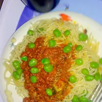 Spaghetti, corn beef and sardine stew.|Jenniferさん