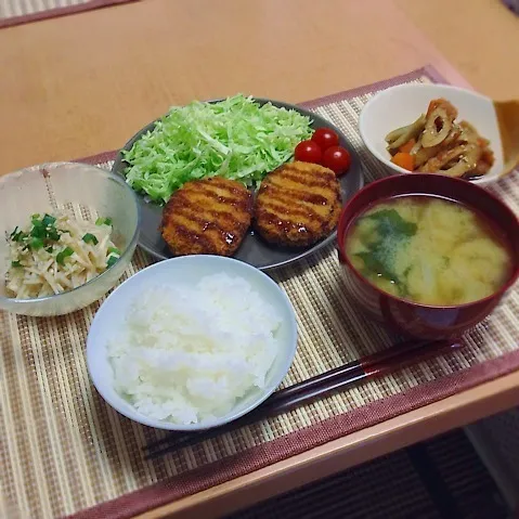 カレーコロッケ、竹輪とゴボウの煮物、えのきのおろしポン酢和え|はるさん