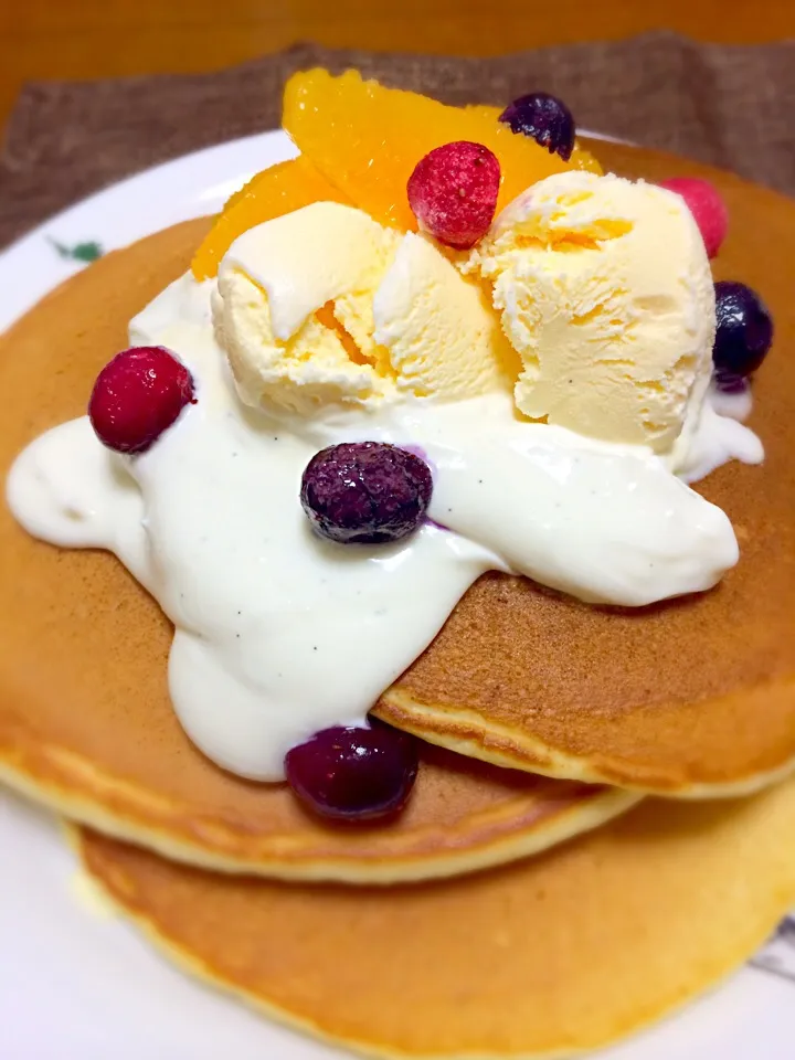 パンケーキ！マスカルポーネクリーム添え|かなえさん