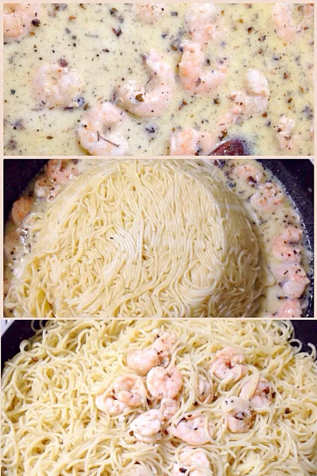 Snapdishの料理写真:Shrimp pasta with Alfredo sauce|pepelaさん