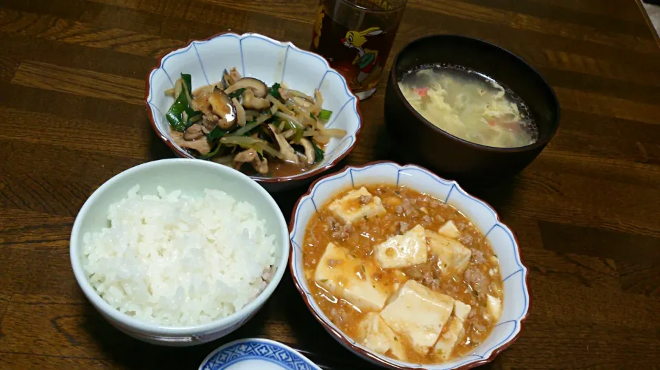 麻婆豆腐&肉韮炒め&中華かき玉スープ|えっちゃんさん