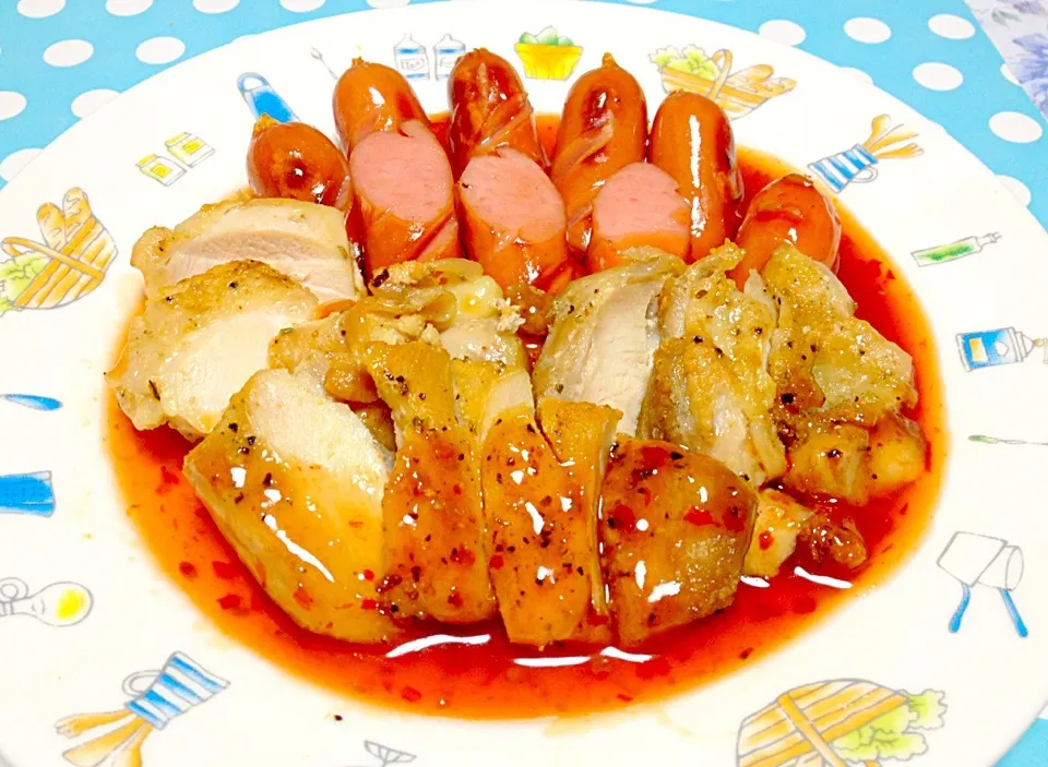 Roast Chicken & Sausage with sweet & spicy sauce|Liezlさん