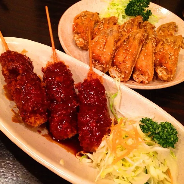 名古屋名物！風来坊の手羽先唐揚げと味噌カツ|chikoさん