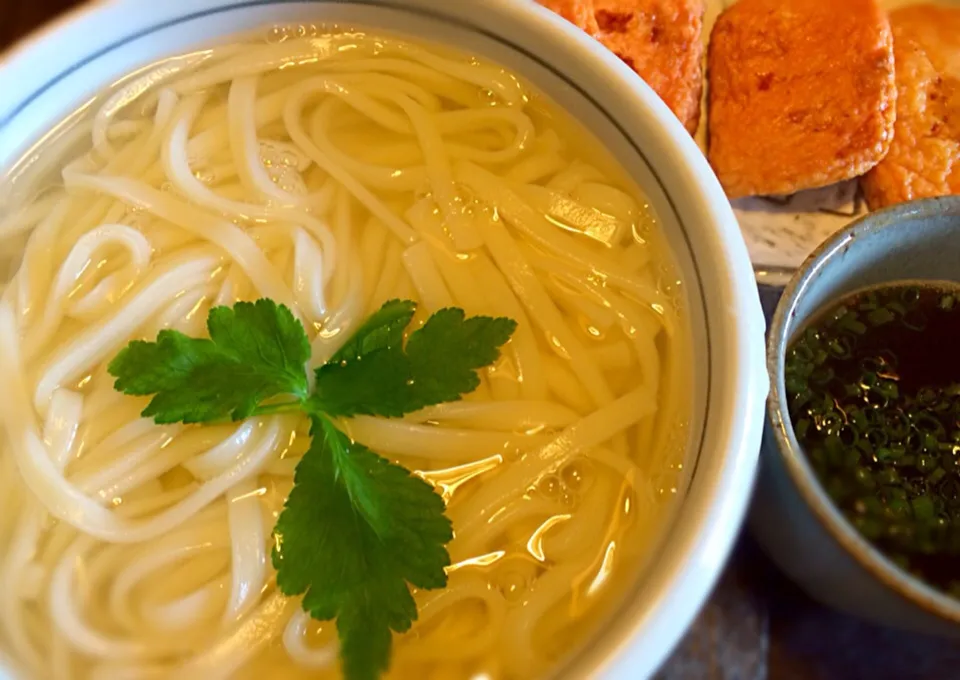 昼  釜揚げ讃岐うどん&瀬戸内のエビさつま揚げ|mottomoさん