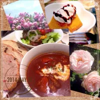 Snapdishの料理写真:バラ🌹に囲まれブランチ