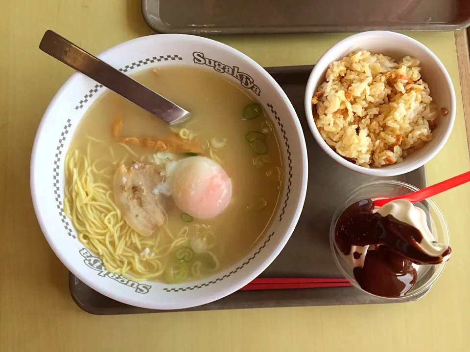 玉子入りラーメン•チョコデザートセット|ばーさんさん