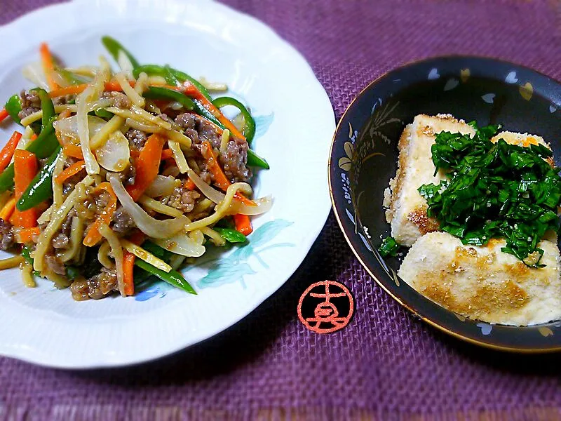 醤油麹で☆青椒肉絲風炒め&グリル豆腐|真希さん