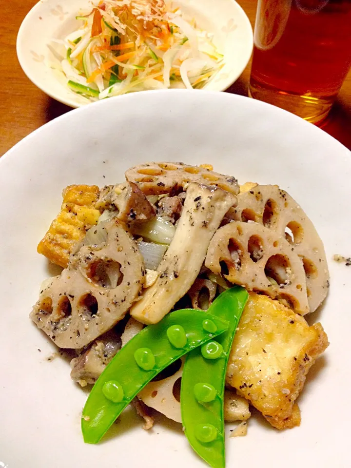 レンコンとエリンギの胡麻味噌炒め|いちこさん