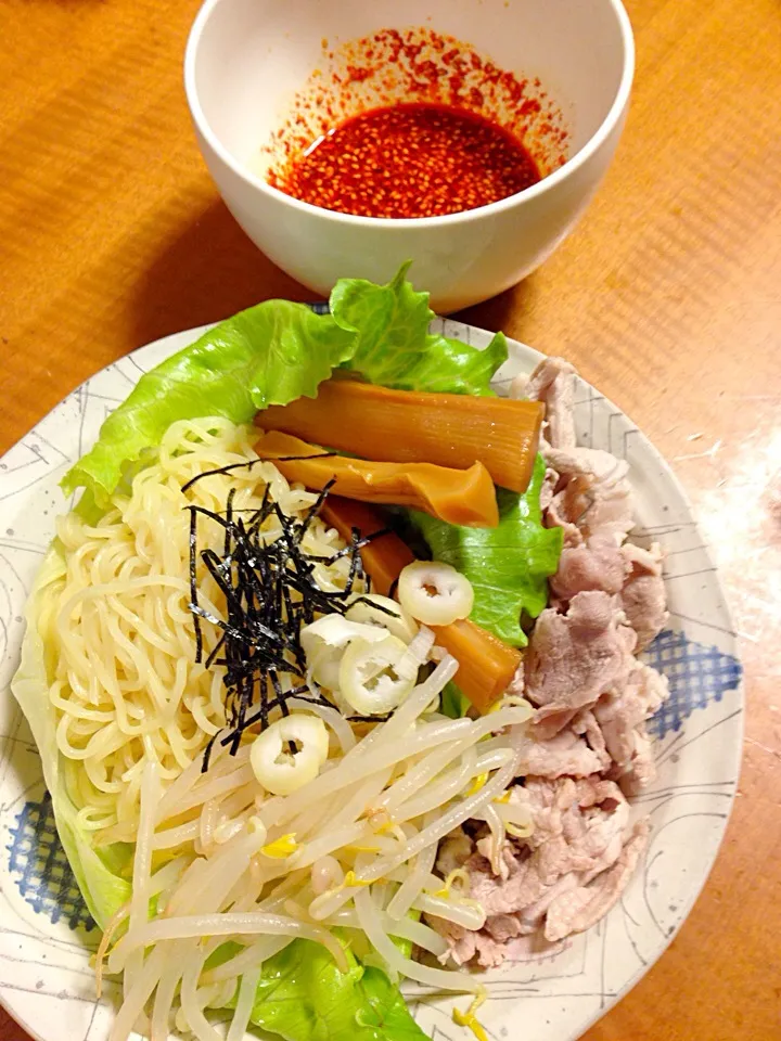 息子用激辛豚冷しゃぶつけ麺！|中華蕎麦 銀時さん